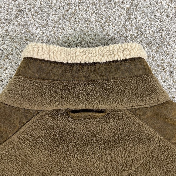 Tag Safari Jacket Mens Large Brown Sherpa Fleece Full Zip Faux Suede Outdoors - Picture 7 of 9